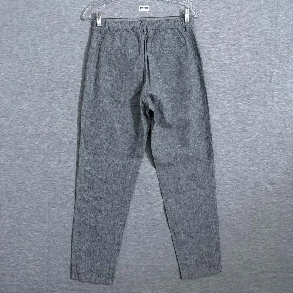 Uniqlo Men's Size Small Gray Linen Blend Tapered Slim Drawstring Casual Pants